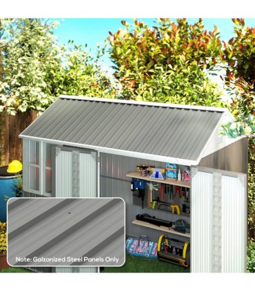 Outsunny Pack of 12 Metal Roofing Sheets for Greenhouse, Light Grey