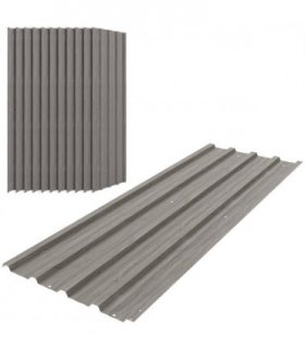 Outsunny Pack of 12 Metal Roofing Sheets for Greenhouse, Grey Wood Effect