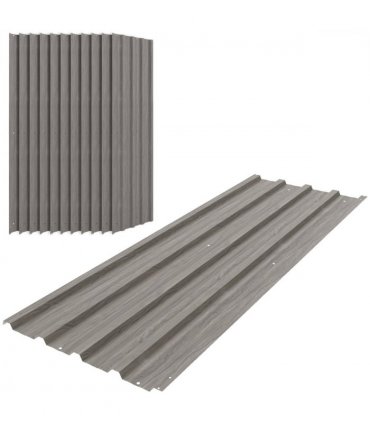 Outsunny Pack of 12 Metal Roofing Sheets for Greenhouse, Grey Wood Effect