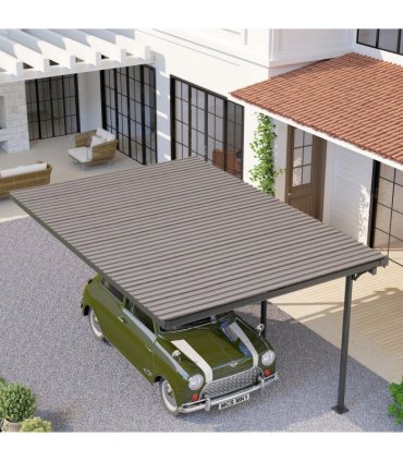 Outsunny Pack of 12 Metal Roofing Sheets for Greenhouse, Grey Wood Effect