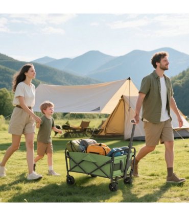 Outsunny 62L Festival Trolley, 120kg Heavy Duty Folding Trolley Cart, Green