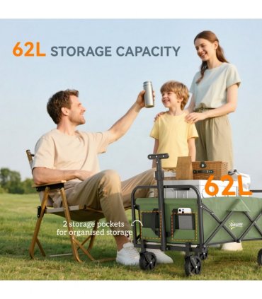 Outsunny 62L Festival Trolley, 120kg Heavy Duty Folding Trolley Cart, Green