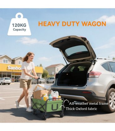 Outsunny 62L Festival Trolley, 120kg Heavy Duty Folding Trolley Cart, Green