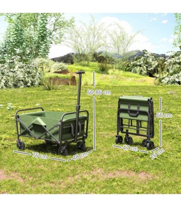 Outsunny 62L Festival Trolley, 120kg Heavy Duty Folding Trolley Cart, Green