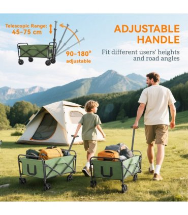 Outsunny 62L Festival Trolley, 120kg Heavy Duty Folding Trolley Cart, Green