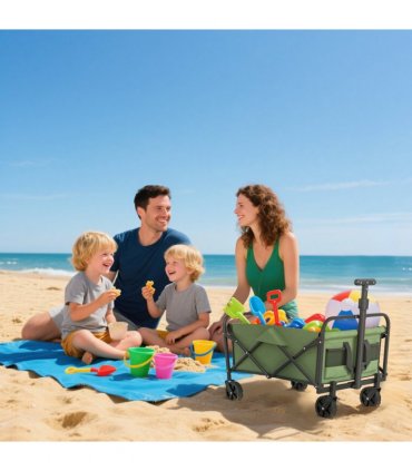 Outsunny 62L Festival Trolley, 120kg Heavy Duty Folding Trolley Cart, Green