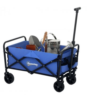 Outsunny 62L Festival Trolley, 120kg Heavy Duty Folding Trolley Cart, Blue