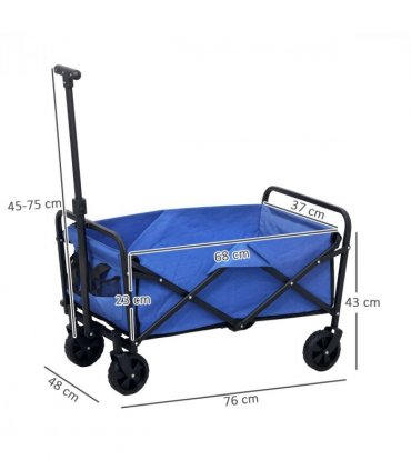 Outsunny 62L Festival Trolley, 120kg Heavy Duty Folding Trolley Cart, Blue