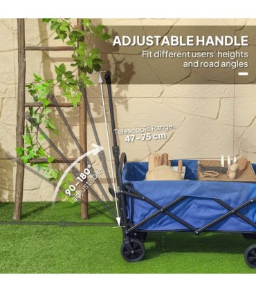 Outsunny 62L Festival Trolley, 120kg Heavy Duty Folding Trolley Cart, Blue