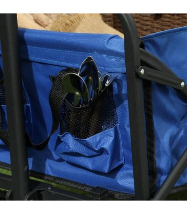 Outsunny 62L Festival Trolley, 120kg Heavy Duty Folding Trolley Cart, Blue