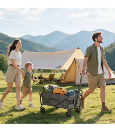 Outsunny 62L Festival Trolley, 120kg Heavy Duty Folding Trolley Cart, Grey