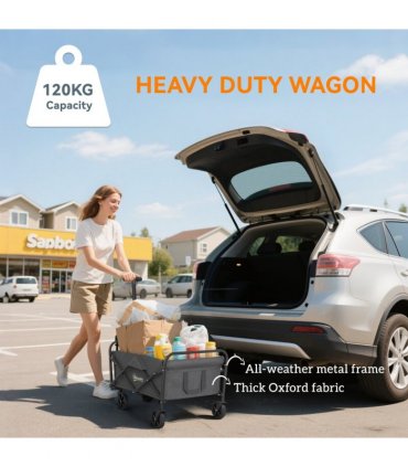 Outsunny 62L Festival Trolley, 120kg Heavy Duty Folding Trolley Cart, Grey
