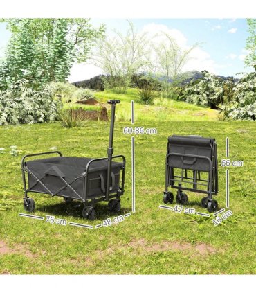Outsunny 62L Festival Trolley, 120kg Heavy Duty Folding Trolley Cart, Grey