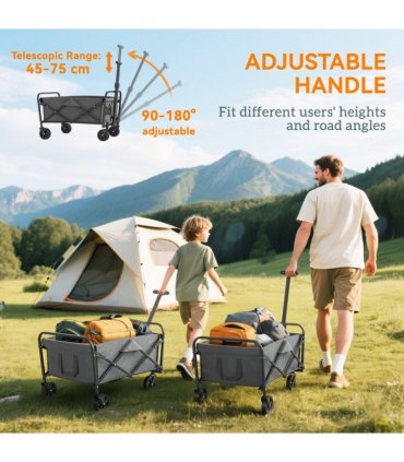 Outsunny 62L Festival Trolley, 120kg Heavy Duty Folding Trolley Cart, Grey