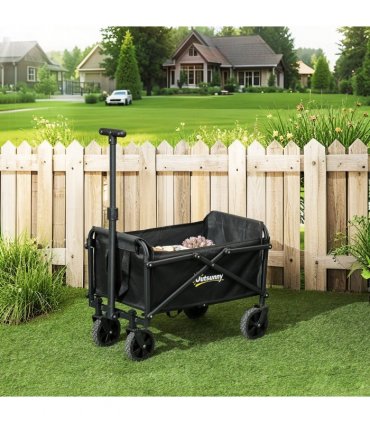 Outsunny 41L Festival Trolley, 60kg Heavy Duty Folding Trolley Cart, Black