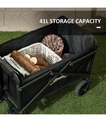 Outsunny 41L Festival Trolley, 60kg Heavy Duty Folding Trolley Cart, Black