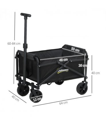 Outsunny 41L Festival Trolley, 60kg Heavy Duty Folding Trolley Cart, Black