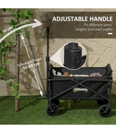 Outsunny 41L Festival Trolley, 60kg Heavy Duty Folding Trolley Cart, Black
