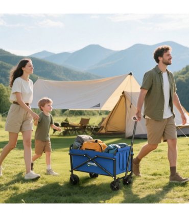 Outsunny 41L Festival Trolley, 60kg Heavy Duty Folding Trolley Cart, Blue