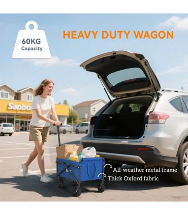 Outsunny 41L Festival Trolley, 60kg Heavy Duty Folding Trolley Cart, Blue