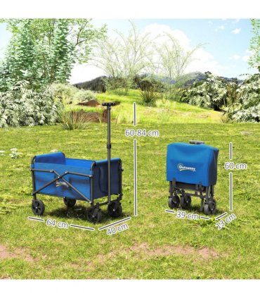 Outsunny 41L Festival Trolley, 60kg Heavy Duty Folding Trolley Cart, Blue