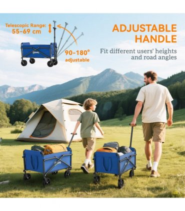 Outsunny 41L Festival Trolley, 60kg Heavy Duty Folding Trolley Cart, Blue