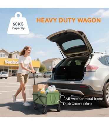 Outsunny 41L Festival Trolley, 60kg Heavy Duty Folding Trolley Cart, Green