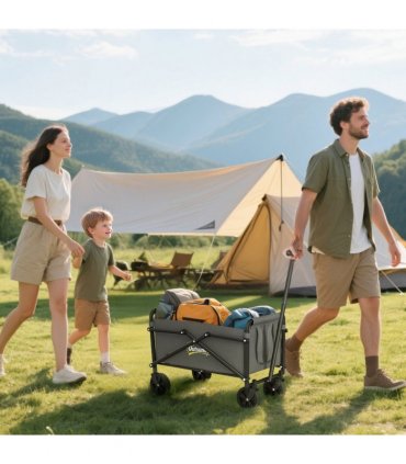 Outsunny 41L Festival Trolley, 60kg Heavy Duty Folding Trolley Cart, Grey