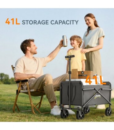 Outsunny 41L Festival Trolley, 60kg Heavy Duty Folding Trolley Cart, Grey