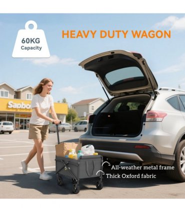 Outsunny 41L Festival Trolley, 60kg Heavy Duty Folding Trolley Cart, Grey