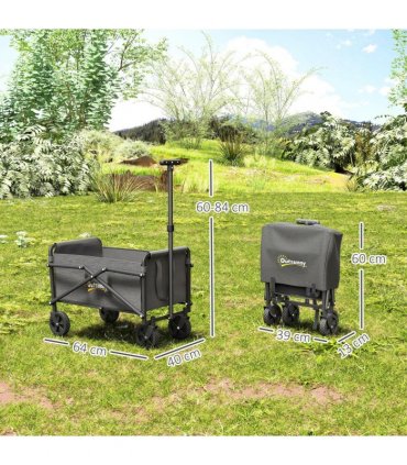 Outsunny 41L Festival Trolley, 60kg Heavy Duty Folding Trolley Cart, Grey