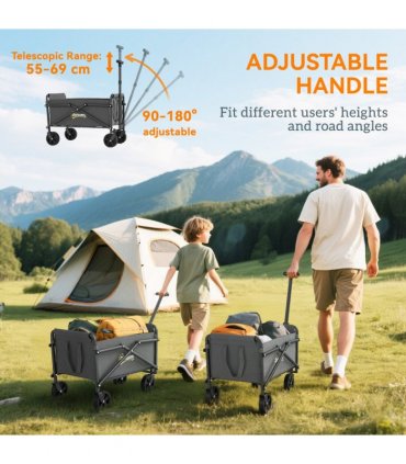 Outsunny 41L Festival Trolley, 60kg Heavy Duty Folding Trolley Cart, Grey