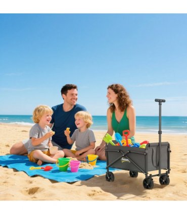 Outsunny 41L Festival Trolley, 60kg Heavy Duty Folding Trolley Cart, Grey