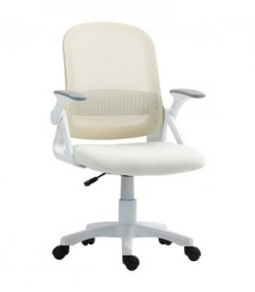 HOMCOM Ergonomic Swivel Computer Chair with Flip-up Armrests, White