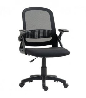 HOMCOM Ergonomic Swivel Computer Chair with Flip-up Armrests, Black