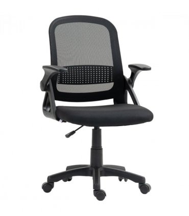 HOMCOM Ergonomic Swivel Computer Chair with Flip-up Armrests, Black
