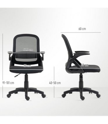 HOMCOM Ergonomic Swivel Computer Chair with Flip-up Armrests, Black