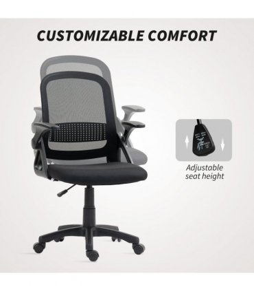 HOMCOM Ergonomic Swivel Computer Chair with Flip-up Armrests, Black