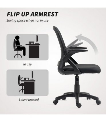HOMCOM Ergonomic Swivel Computer Chair with Flip-up Armrests, Black