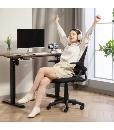 HOMCOM Ergonomic Swivel Computer Chair with Flip-up Armrests, Black