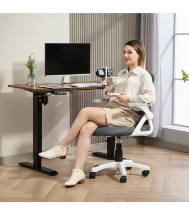 HOMCOM Ergonomic Swivel Computer Chair with Flip-up Armrests, Grey