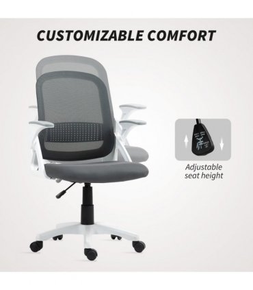 HOMCOM Ergonomic Swivel Computer Chair with Flip-up Armrests, Grey