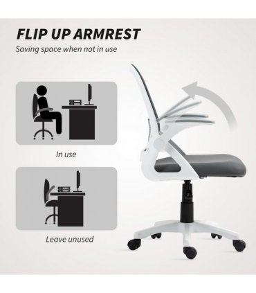 HOMCOM Ergonomic Swivel Computer Chair with Flip-up Armrests, Grey