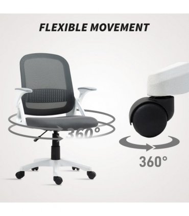 HOMCOM Ergonomic Swivel Computer Chair with Flip-up Armrests, Grey