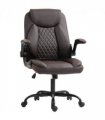 HOMCOM PU Leather Office Desk Chair with Thick Cushion, Brown