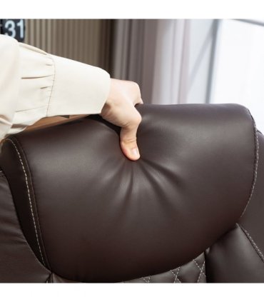 HOMCOM PU Leather Office Desk Chair with Thick Cushion, Brown