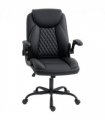HOMCOM PU Leather Office Desk Chair with Thick Cushion, Black