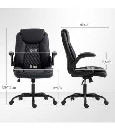 HOMCOM PU Leather Office Desk Chair with Thick Cushion, Black