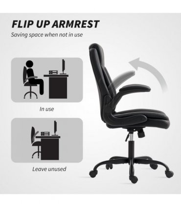 HOMCOM PU Leather Office Desk Chair with Thick Cushion, Black