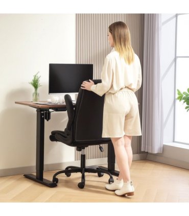 HOMCOM PU Leather Office Desk Chair with Thick Cushion, Black